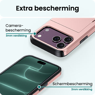 Forterra iPhone 18 Pro Hoesje Kaarthouder Hard Case Shockproof - Rosé goud