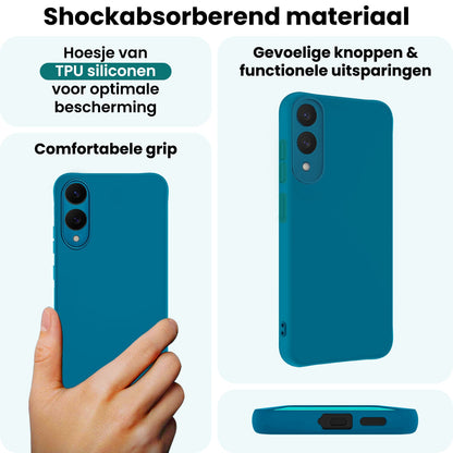 Forterra Samsung S25 Edge Hoesje Siliconen Backcover Lichtgewicht - Donkerblauw