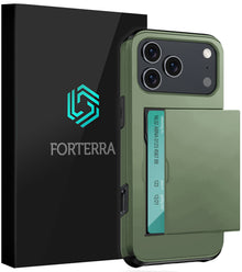 Forterra iPhone 17 Pro Hoesje Kaarthouder Hard Case Shockproof - Donkergroen