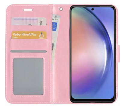 Forterra Samsung A54 Hoesje Bookcase Cover met Kaarthouder - Lichtroze