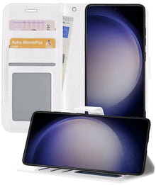 Forterra Samsung S23 Hoesje Bookcase Cover met Kaarthouder - Wit