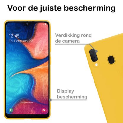 Forterra Samsung A20e Hoesje Siliconen Backcover Lichtgewicht - Geel