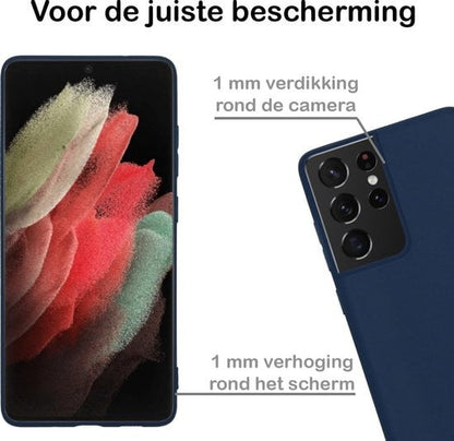Forterra Samsung S21 Ultra Hoesje Siliconen Backcover Lichtgewicht - Donkerblauw