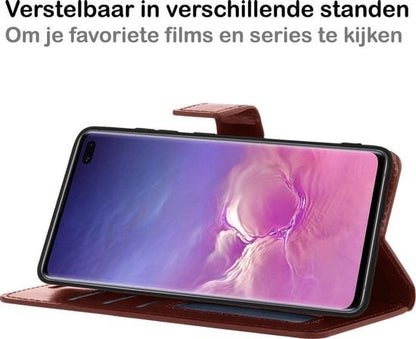 Forterra Samsung S10 Hoesje Bookcase Cover met Kaarthouder - Bruin