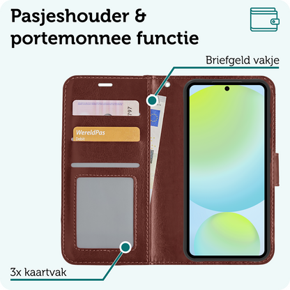 Forterra Samsung S24 FE Hoesje Bookcase Cover met Kaarthouder - Bruin