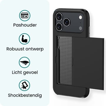 Forterra iPhone 17 Pro Hoesje Kaarthouder Hard Case Shockproof - Zwart