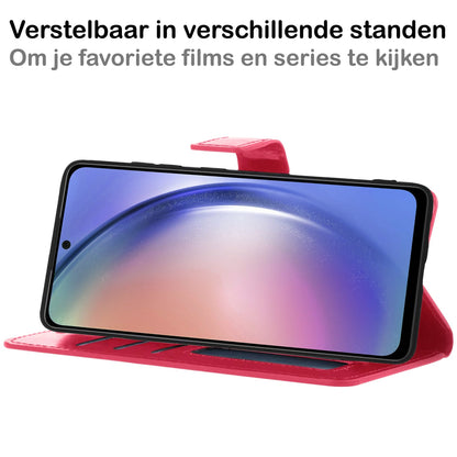 Forterra Samsung A54 Hoesje Bookcase Cover met Kaarthouder - Donkerroze