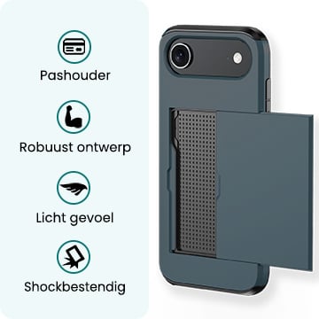 Forterra iPhone Air Hoesje Kaarthouder Hard Case Shockproof - Donkerblauw