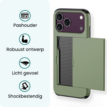 Forterra iPhone 18 Pro Max Hoesje Kaarthouder Hard Case Shockproof - Donkergroen