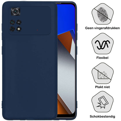 Forterra Poco M4 Pro 4G Hoesje Siliconen Backcover Lichtgewicht - Donkerblauw