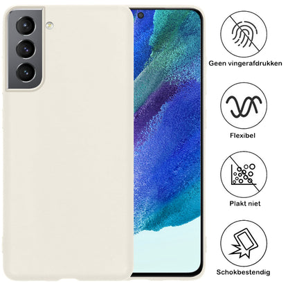Forterra Samsung S21 FE Hoesje Siliconen Backcover Lichtgewicht - Wit