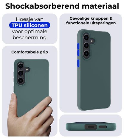 Forterra Samsung S24 Hoesje Siliconen Backcover Lichtgewicht - Donkergroen