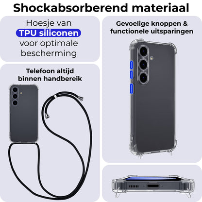 Forterra Samsung S23 FE Hoesje met Koord Backcover Shockproof - Transparant