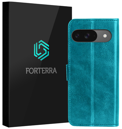 Forterra Google Pixel 9 Hoesje Bookcase Cover met Kaarthouder - Turquoise