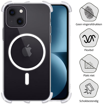 Forterra iPhone 15 Plus Hoesje Geschikt voor Magsafe Backcover Shockproof - Transparant