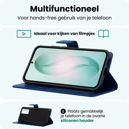 Forterra Samsung S26 Plus Hoesje Bookcase Cover met Kaarthouder - Donkerblauw