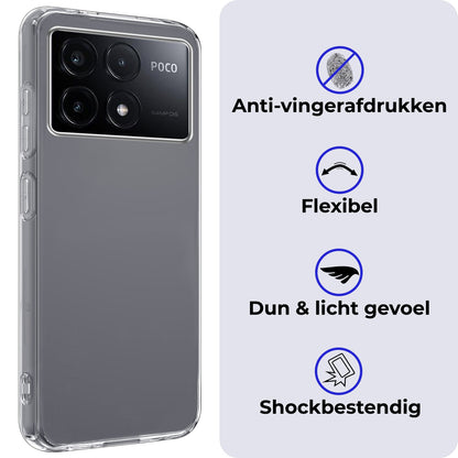 Forterra Xiaomi Poco X6 Pro 5G Hoesje Siliconen Backcover Lichtgewicht - Transparant