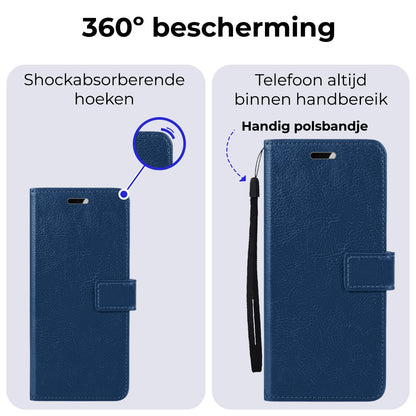 Forterra Samsung S24 Hoesje Bookcase Cover met Kaarthouder - Donkerblauw