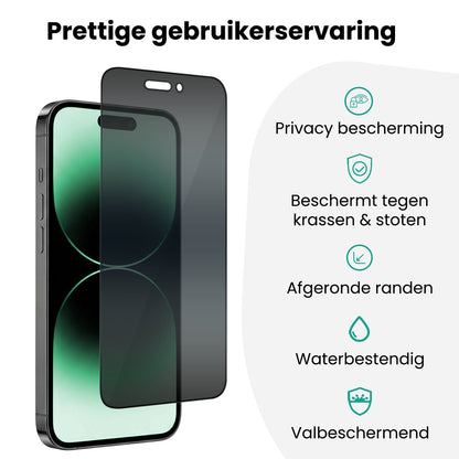 Forterra Privacy Screenprotector Geschikt voor Apple iPhone 14 Pro Max - Met Installatie Kit - Privacy - Beschermglas - Flexibel Glas - Tempered Glass - Screen Protector