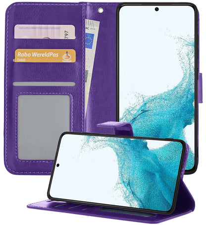 Forterra Samsung S22 Hoesje Bookcase Cover met Kaarthouder - Paars