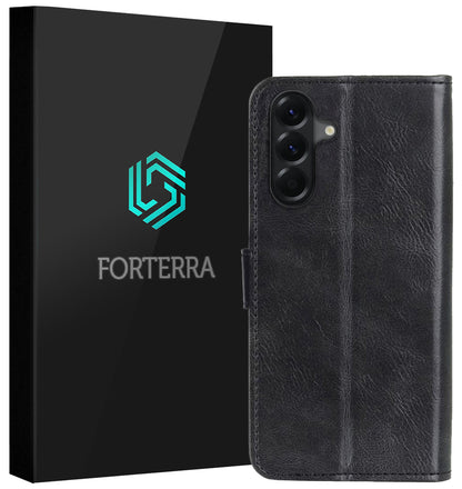 Forterra Samsung A36 Hoesje Bookcase Cover met Kaarthouder - Zwart
