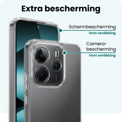 Forterra Xiaomi Redmi Note 14 5G Hoesje Siliconen Backcover Lichtgewicht - Transparant