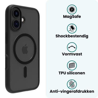 Forterra iPhone 16 Plus Hoesje Geschikt voor Magsafe Backcover Shockproof - Zwart