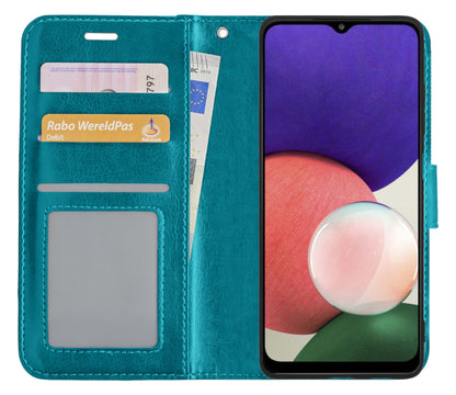 Forterra Samsung M22 Hoesje Bookcase Cover met Kaarthouder - Turquoise