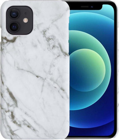 Forterra iPhone 12 Hoesje Marmer Hard Case Cover - Wit