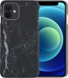 Forterra iPhone 12 Hoesje Marmer Hard Case Cover - Zwart