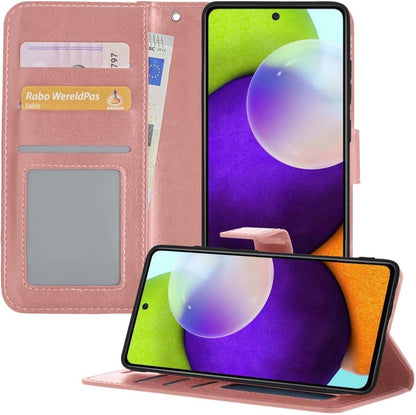 Forterra Samsung A52 5G Hoesje Bookcase Cover met Kaarthouder - Rosé goud