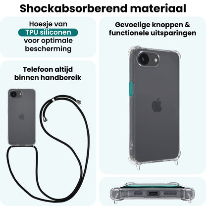 Forterra iPhone 16e Hoesje met Koord Backcover Shockproof - Transparant