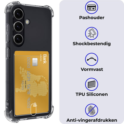 Forterra Samsung S23 FE Hoesje Kaarthouder Backcover Shockproof - Transparant