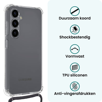 Forterra Samsung S25 FE Hoesje met Koord Backcover Shockproof - Transparant