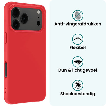 Forterra iPhone 17 Pro Max Hoesje Siliconen Backcover Lichtgewicht - Rood