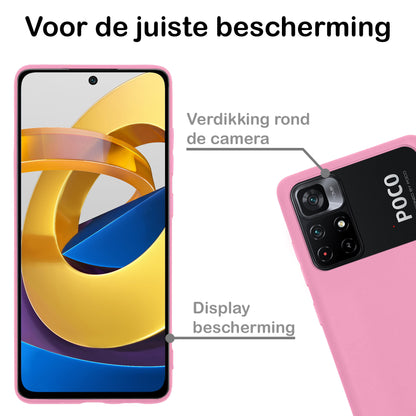 Forterra Xiaomi Poco M4 Pro 5G Hoesje Siliconen Backcover Lichtgewicht - Lichtroze