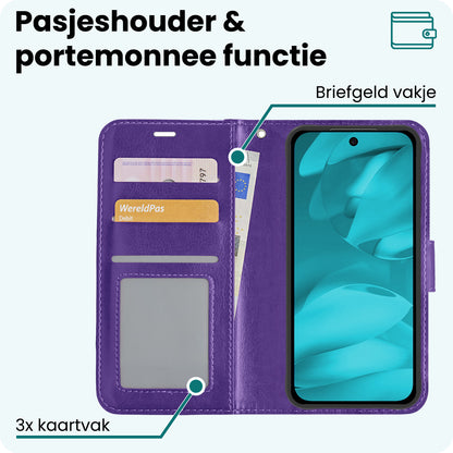 Forterra Google Pixel 9a Hoesje Bookcase Cover met Kaarthouder - Paars