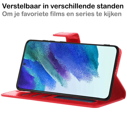 Forterra Samsung S21 FE Hoesje Bookcase Cover met Kaarthouder - Donkerroze