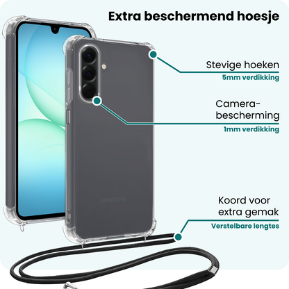 Forterra Samsung A17 Hoesje met Koord Backcover Shockproof - Transparant