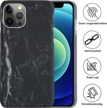 Forterra iPhone 12 Pro Max Hoesje Marmer Hard Case Cover - Zwart