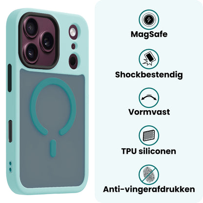 Forterra iPhone 18 Pro Max Hoesje Geschikt voor Magsafe Backcover Shockproof - Lichtblauw