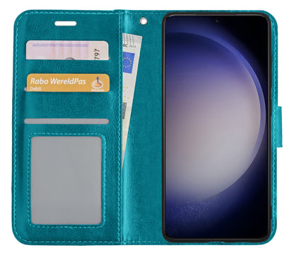 Forterra Samsung S23 Hoesje Bookcase Cover met Kaarthouder - Turquoise