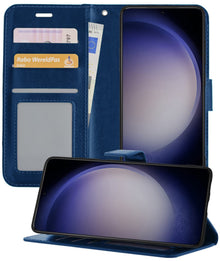 Forterra Samsung S23 Plus Hoesje Bookcase Cover met Kaarthouder - Donkerblauw