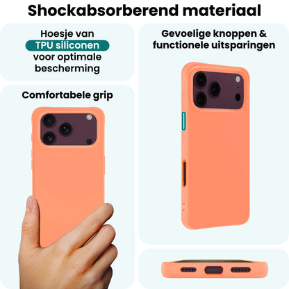 Forterra iPhone 18 Pro Hoesje Siliconen Backcover Lichtgewicht - Perzik
