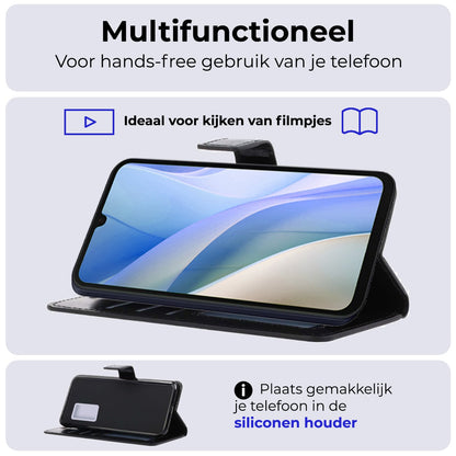 Forterra Samsung A15 Hoesje Bookcase Cover met Kaarthouder - Zwart