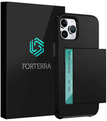 Forterra iPhone 16 Pro Max Hoesje Kaarthouder Hard Case Shockproof - Zwart