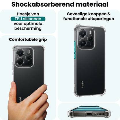 Forterra Xiaomi Redmi Note 14 5G Hoesje Shockproof Backcover Siliconen - Transparant