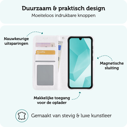 Forterra Samsung A16 Hoesje Bookcase Cover met Kaarthouder - Wit