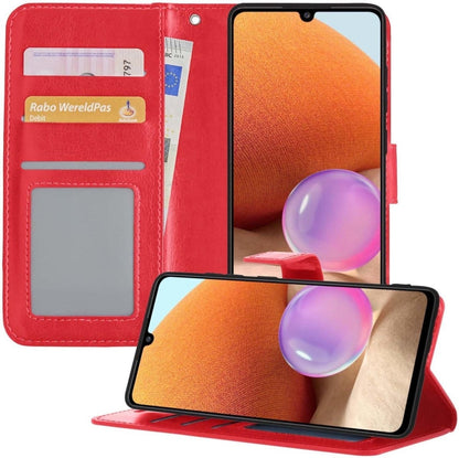 Forterra Samsung A32 4G Hoesje Bookcase Cover met Kaarthouder - Rood