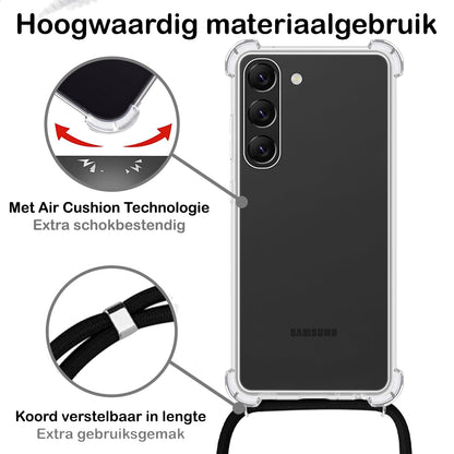 Forterra Samsung S23 Plus Hoesje met Koord Backcover Shockproof - Transparant
